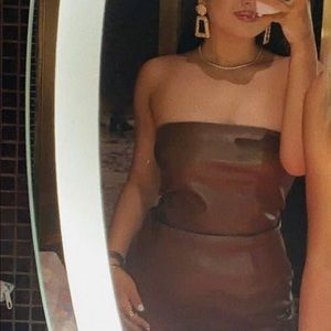 Tiger mist strapless brown leather dress